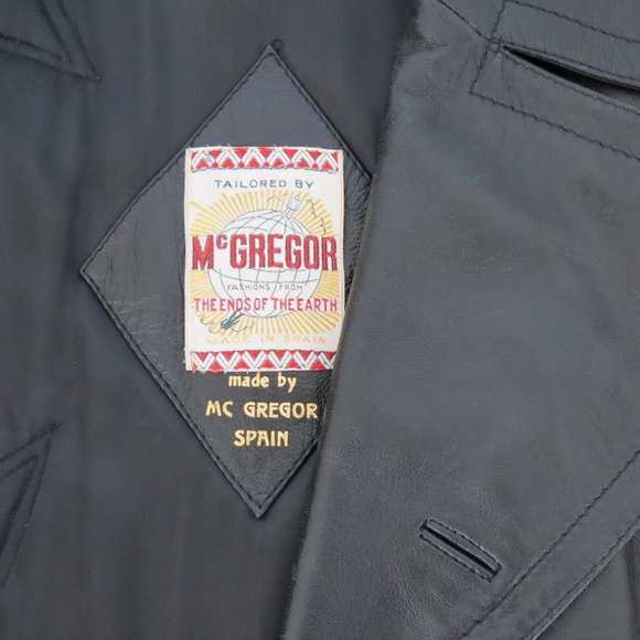 Vintage McGregor Black Leather Trench Coat XL - Picture 5 of 6